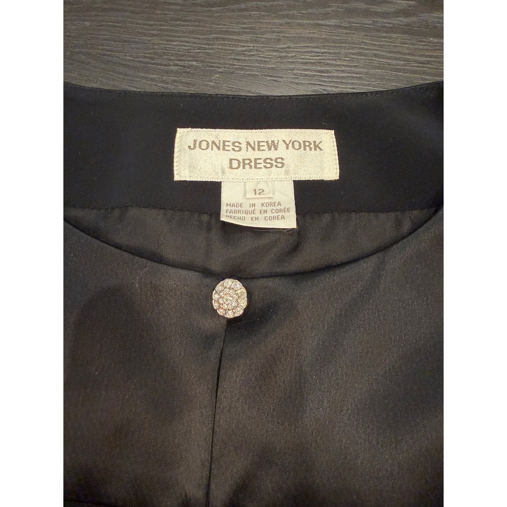 Jones New York Dress Womens 12 Black Cropped Jacket Rhinestone Buttons Bolero - Picture 3 of 8